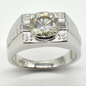 Silver Certified Moissanite Ring Size 10